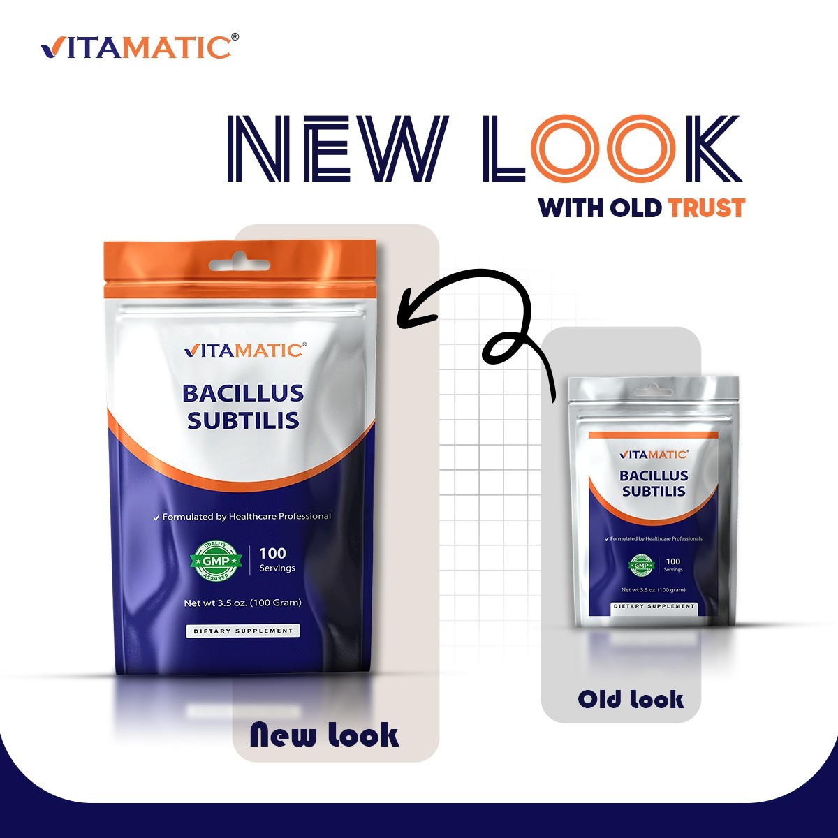 Vitamatic Bacillus Subtilis Pure Powder Probiotic Powder – Gut Health – 100 Gram