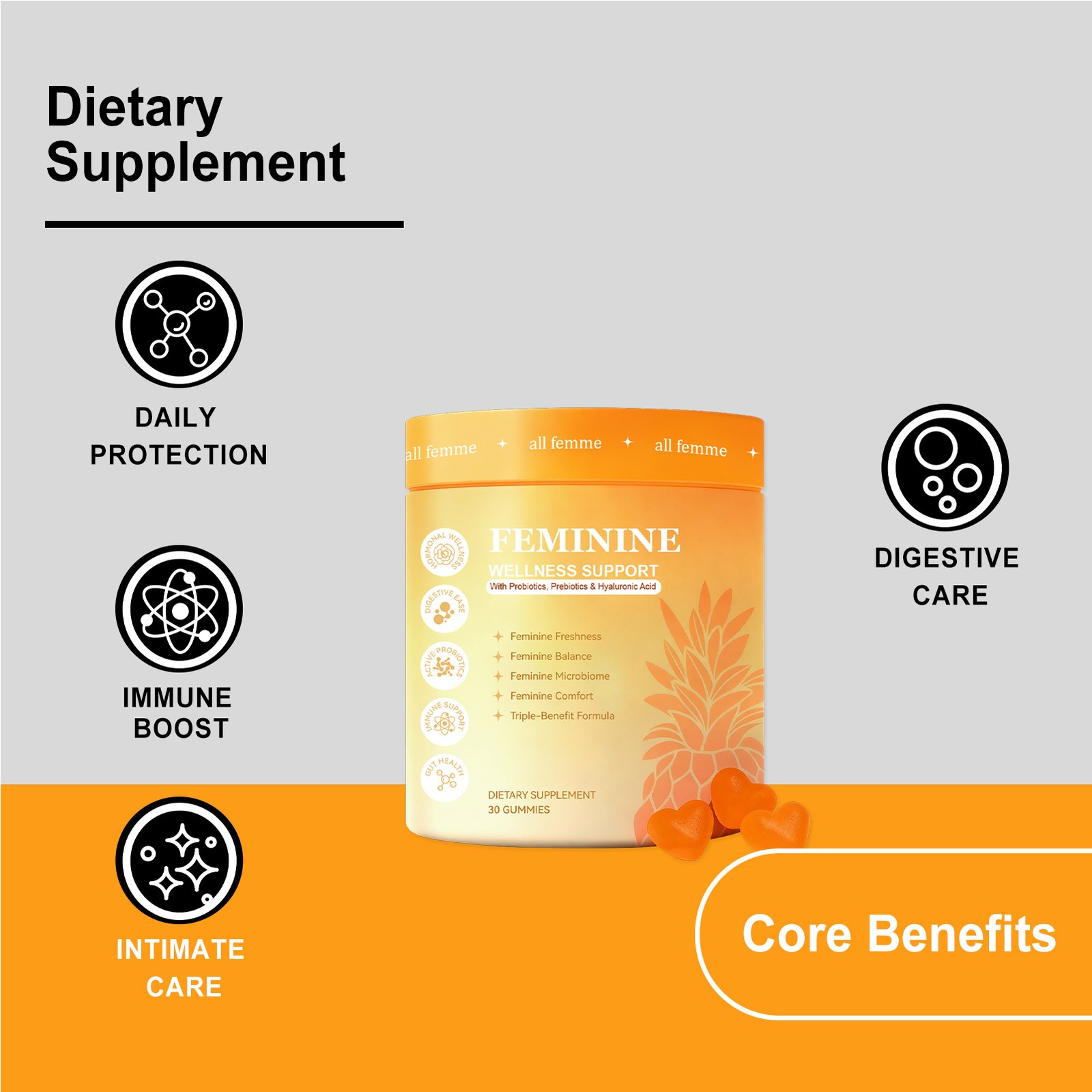 Plus Flora Gummies , Advanced Vaginal Support , Vaginal Health Gummies , Ph Bala
