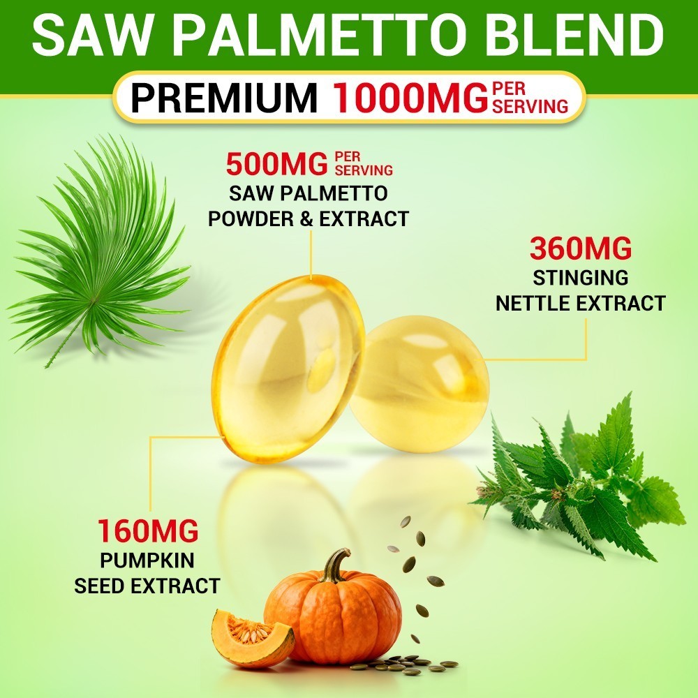 120 Softgels Saw Palmetto Extract 1000mg Prostate Supplement Urinary Men Health