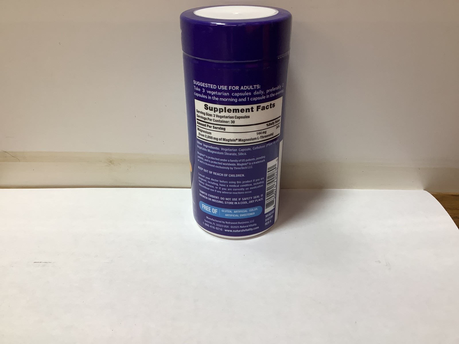 Natural Vitality CALM Magnesium & L-Threonate Supplement- 90 Capsules-EXP- 12/28
