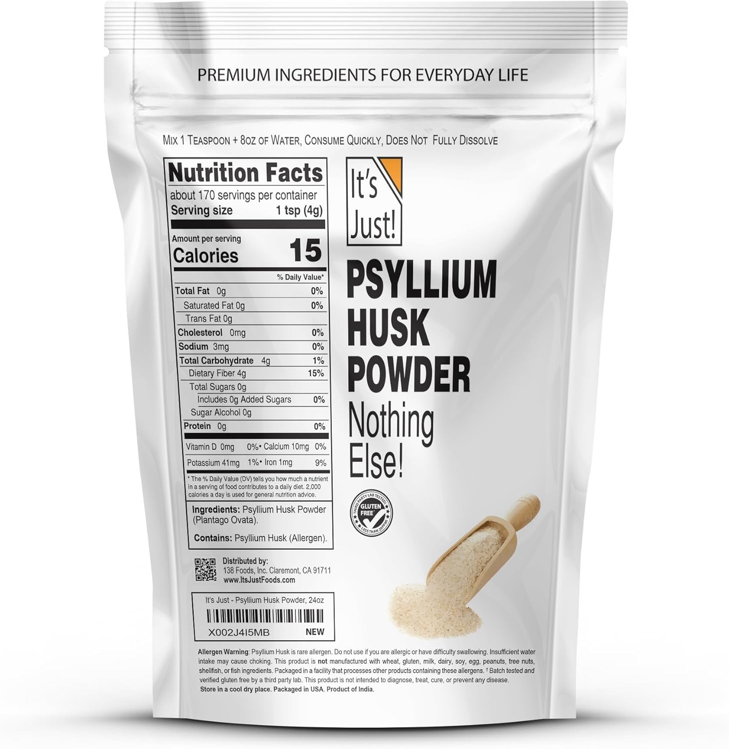 Husk Powder 24oz – Easy Mixing Dietary Fiber for Digestive Health