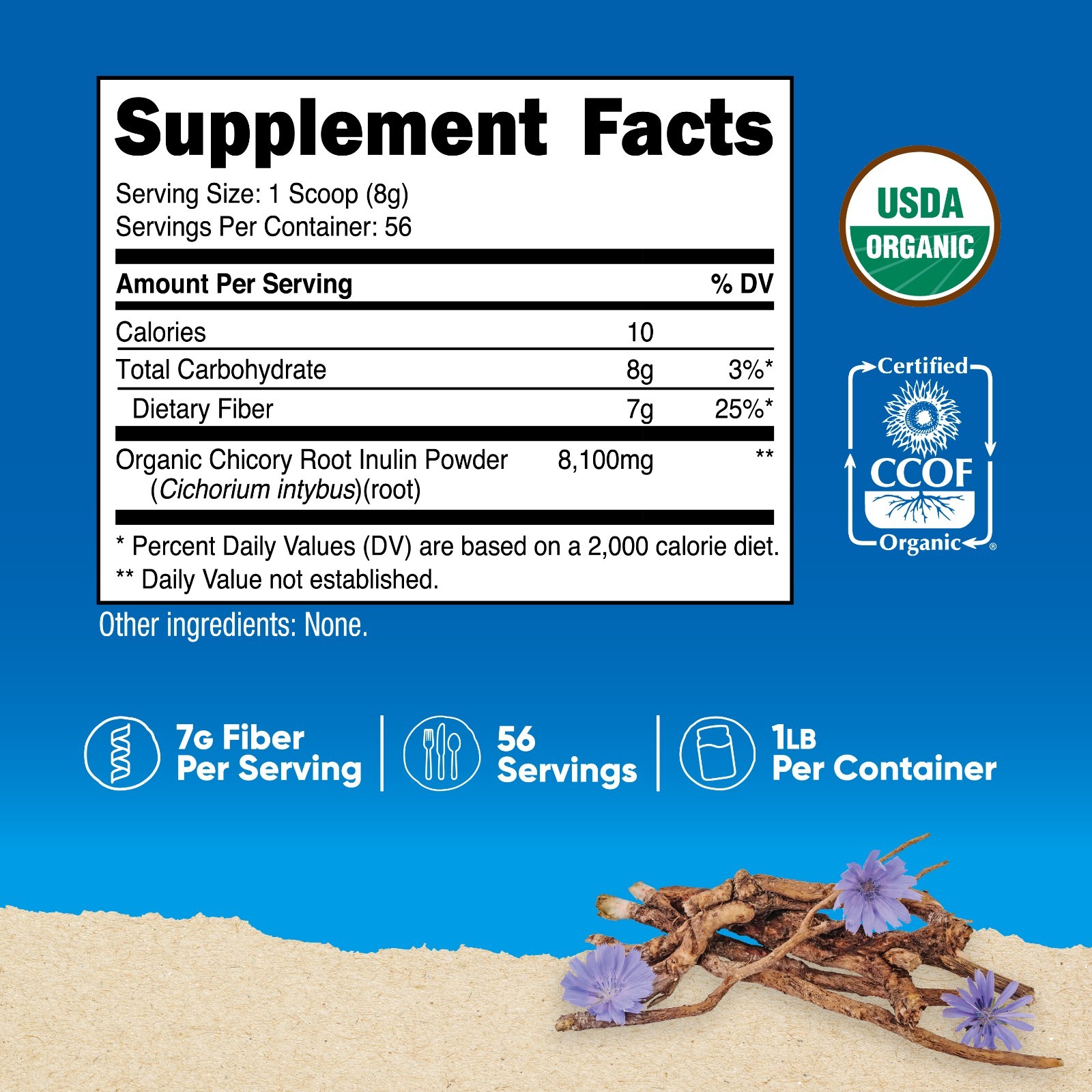 Nutricost Organic Inulin Powder 1LB (454 Grams) 7.5 Grams of Fiber Per Serving