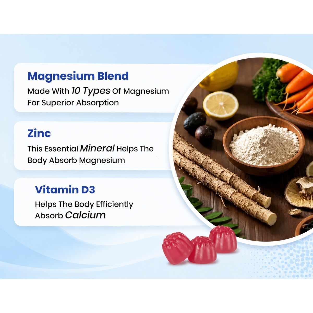 14-in-1 Magnesium Blend Gummies Daily Stress Calm Sleep Health Supplement