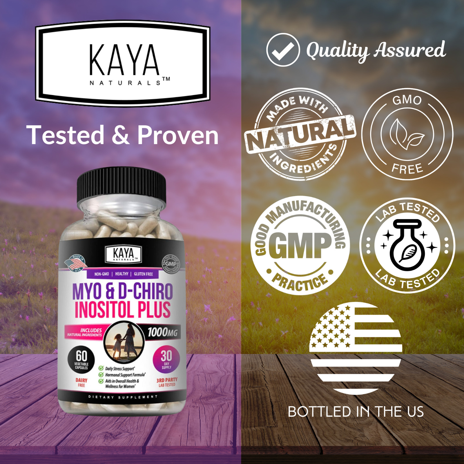 Myo & D-Chiro Inositol Plus 60ct, Women Hormone Support, Manage Stress