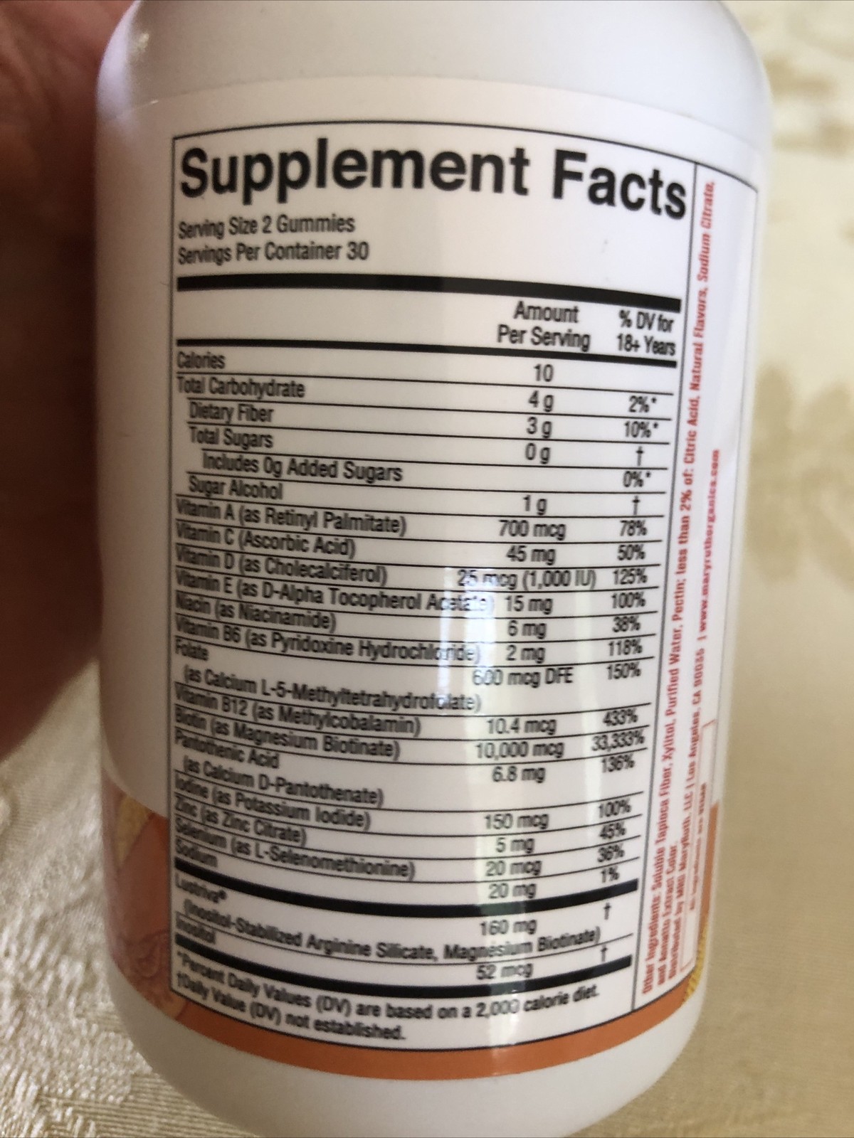 Mary Ruth’s Multivitamin Gummies + Hair Growth, Peach Mango, 60 Gummies