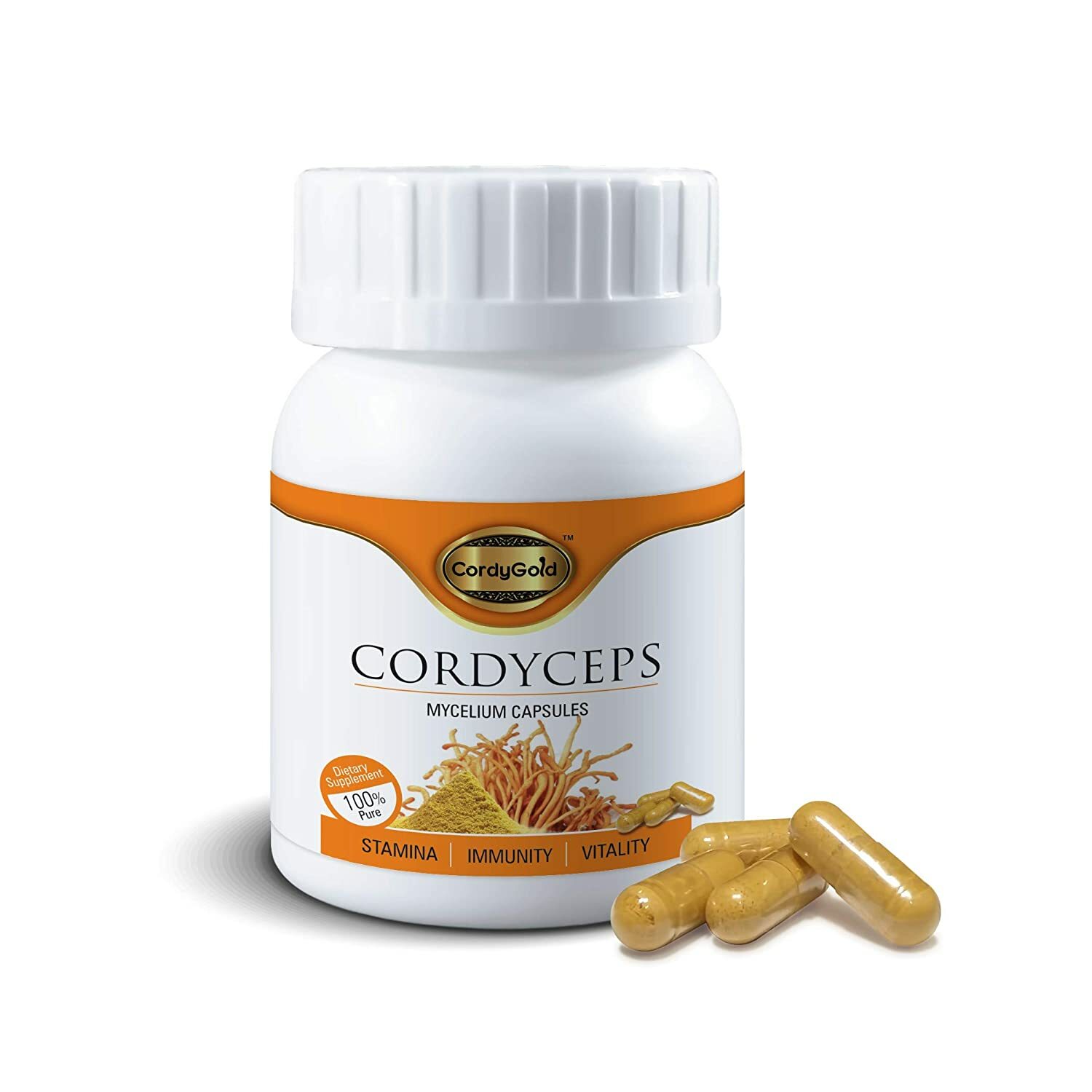 2 X Cordy Gold Cordyceps Mycelium Capsules 500 mg (30) LONG EXPIRY