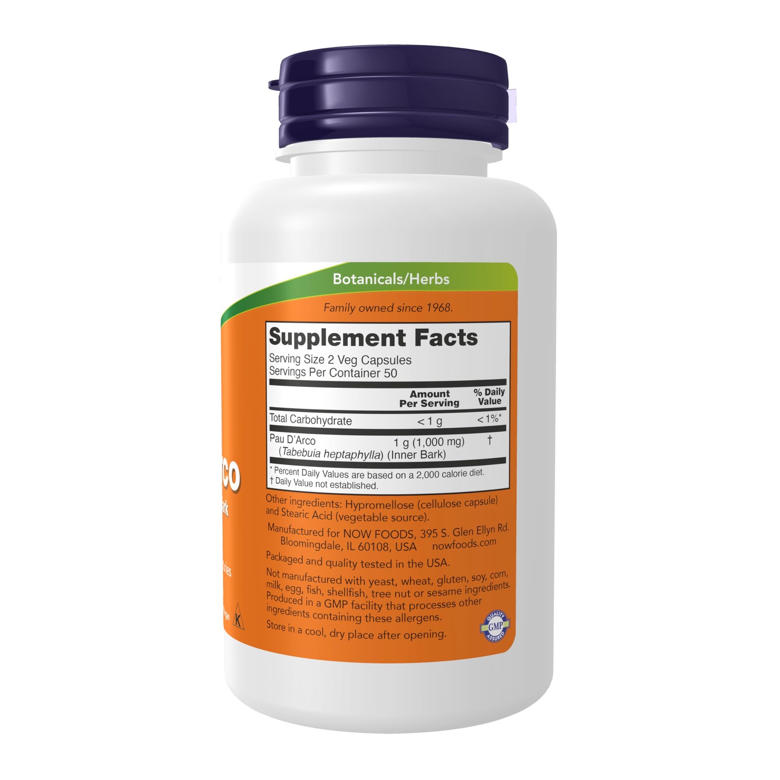 Pau D Arco Herbal Supplement 500Mg 100 Veg Capsules Non Gmo Vegan Gluten Free