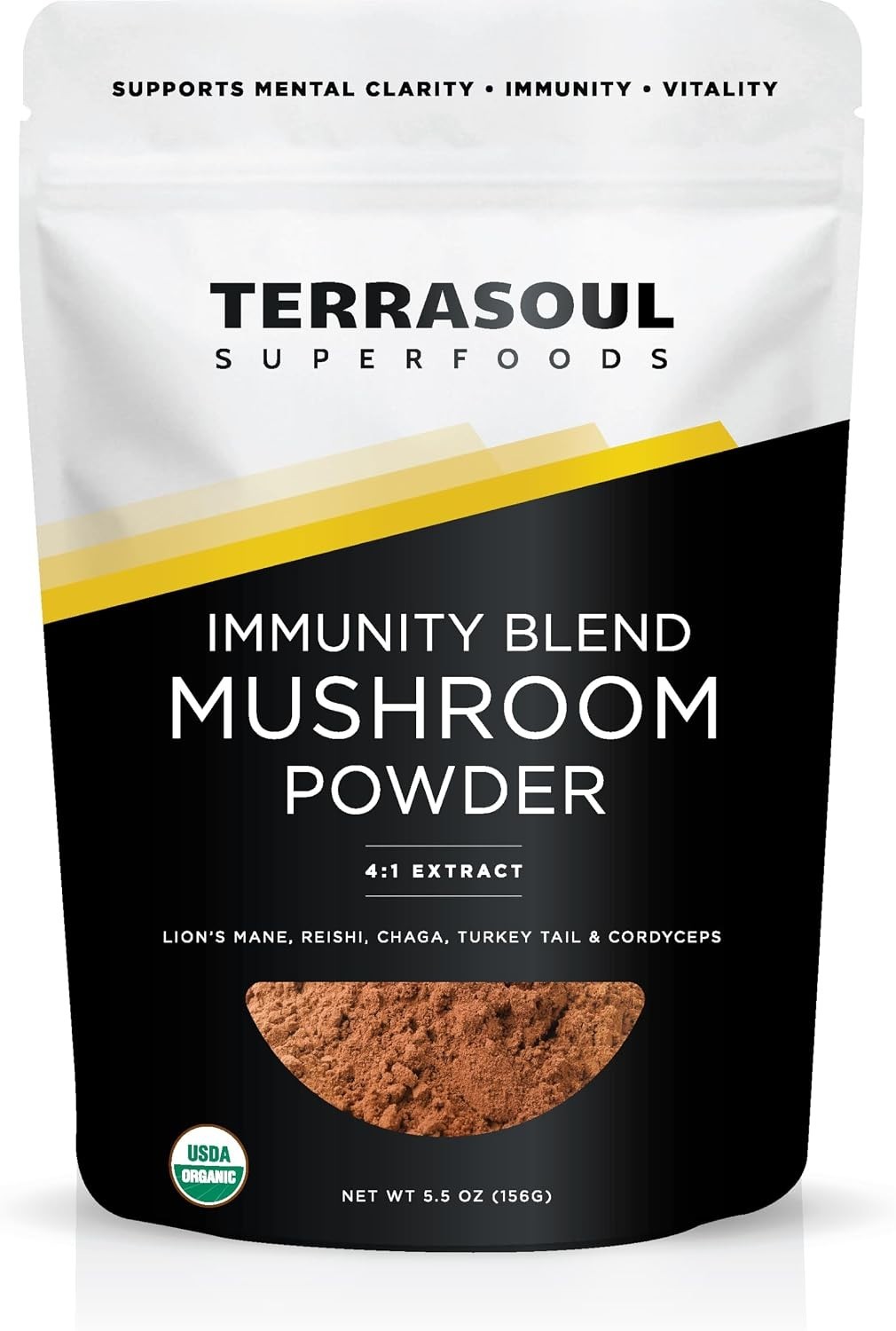 Natural Immune Support with Organic Five Mushroom Blend Powder – 6 oz Bag