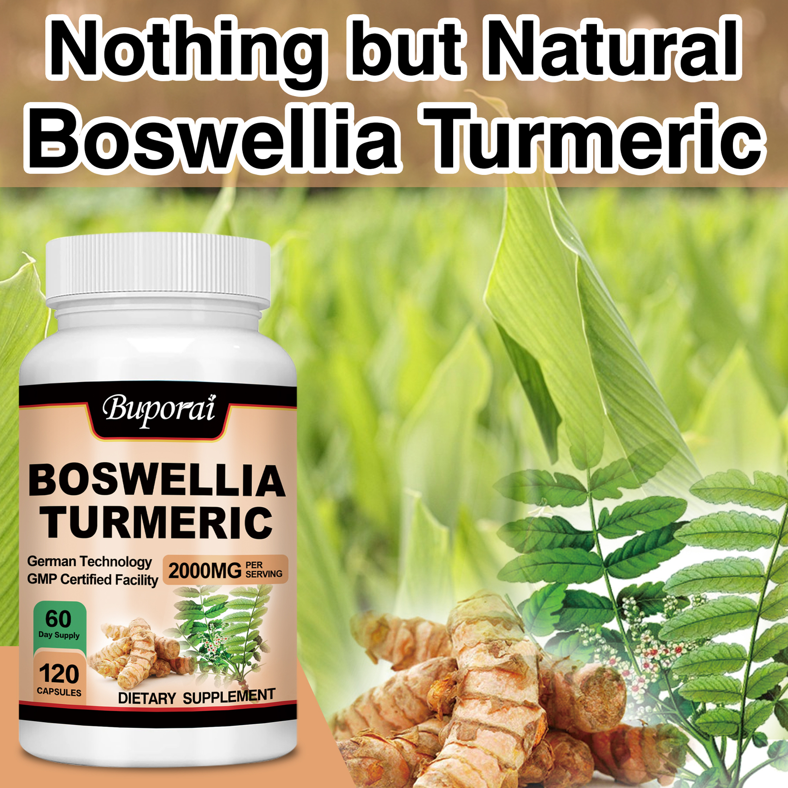 Boswellia Turmeric 2000mg -Pain Relief,Joint Health,Natural Powerful Antioxidant