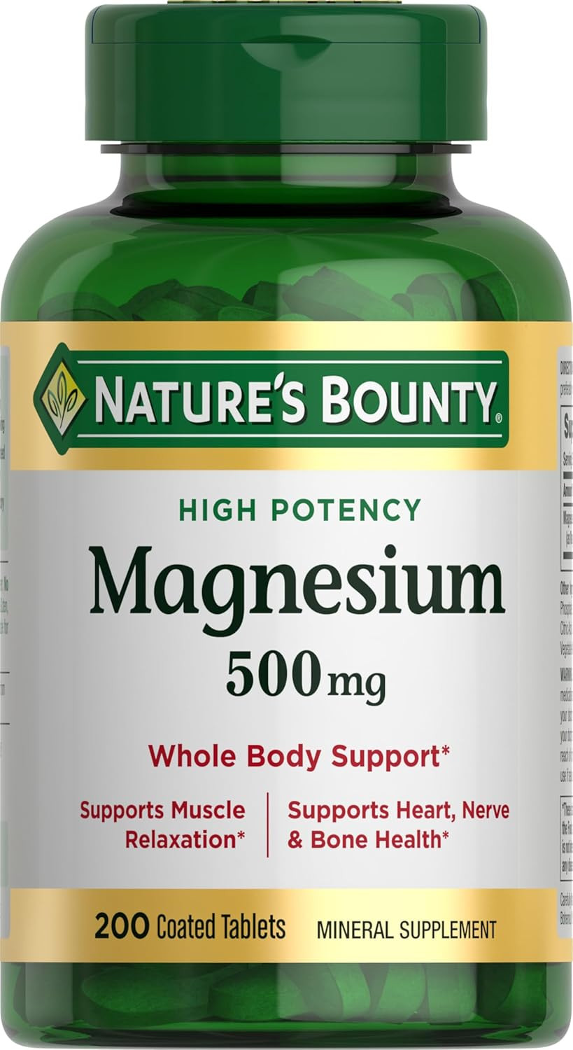 Magnesium 500mg Tablets 200 Count High Potency Bone & Muscle Health Supplement