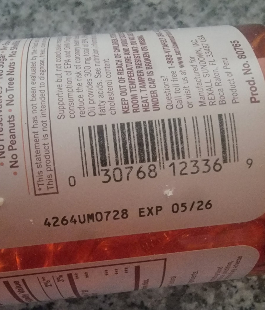1 Sundown Fish Oil 1000 mg / 300 mg Omega 3 Heart and Circulatory 144 Softgel