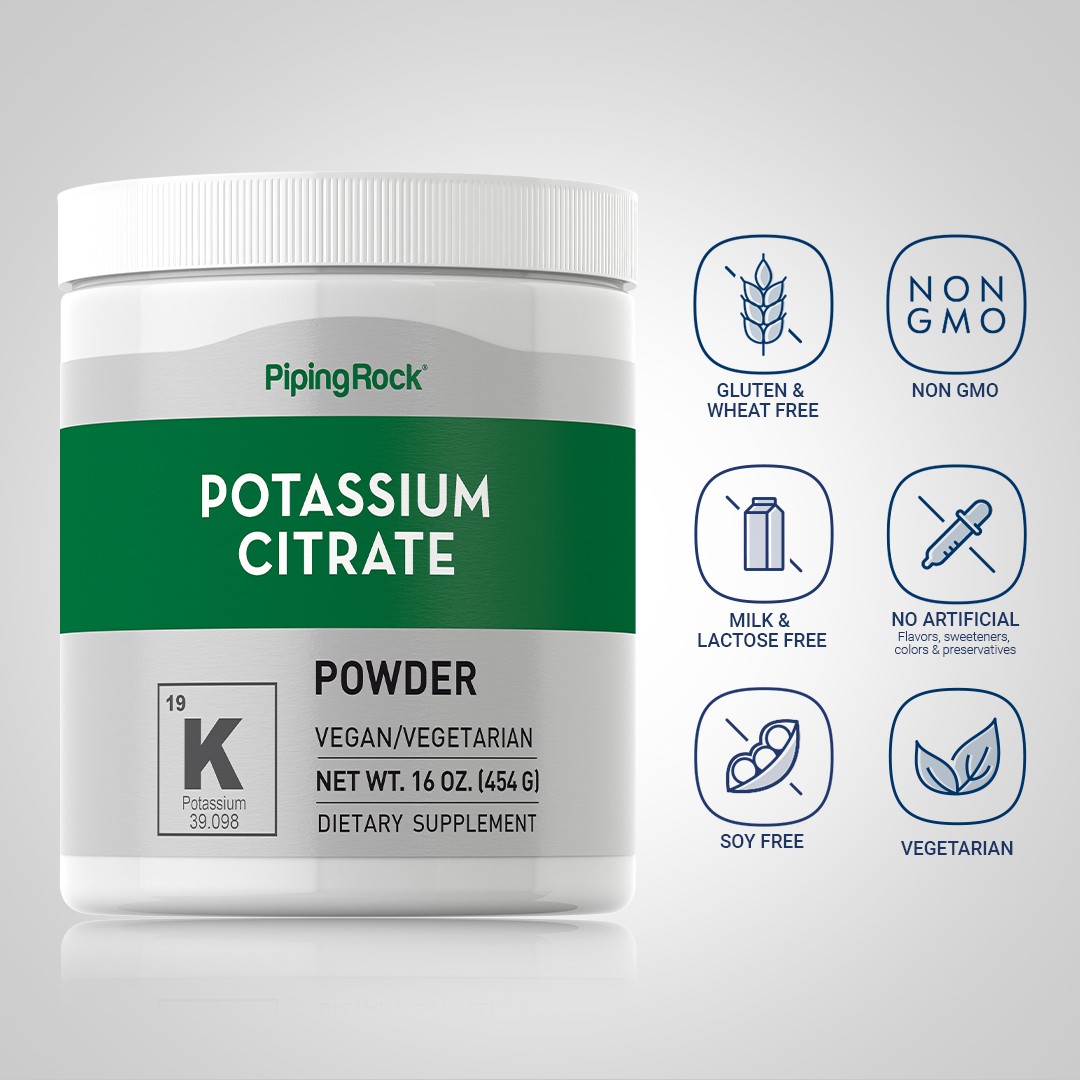 Potassium Citrate Powder | 1 lb | Unflavored | Vegetarian | by Piping Rock
