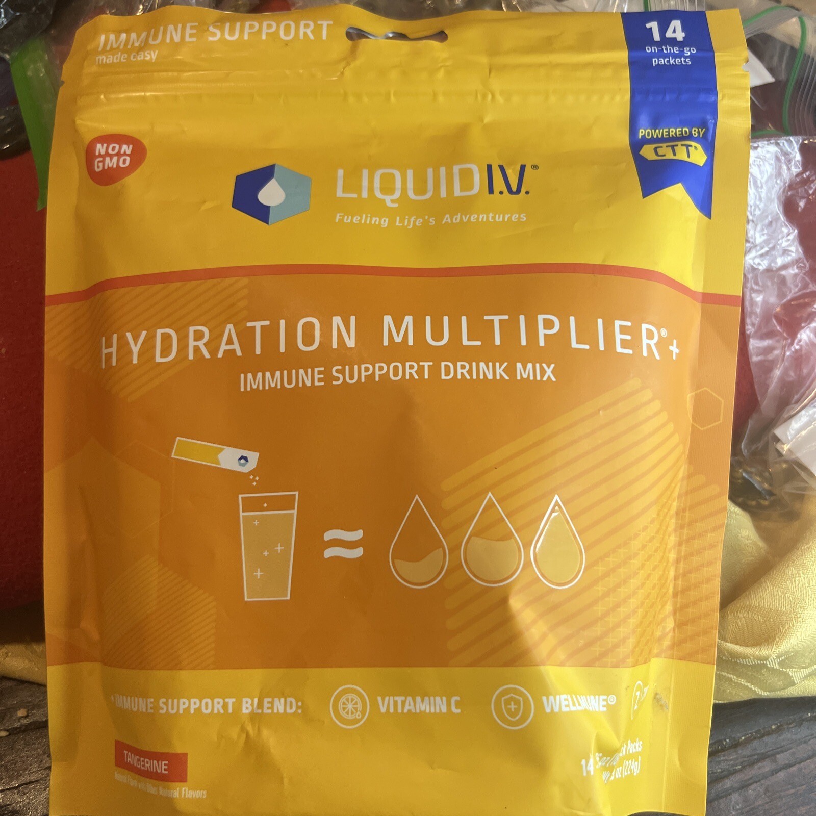 Liquid I.V. Hydration Multiplier + Immune Support 14 Easy Open Packs Tangerine