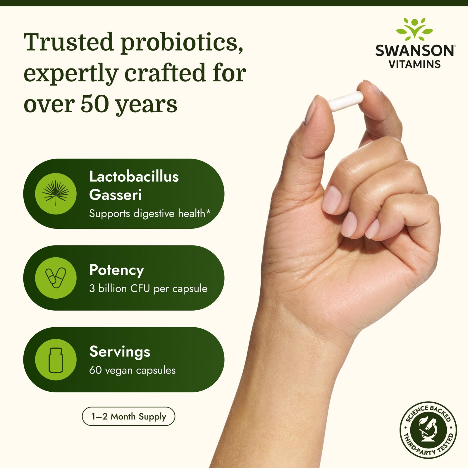 Swanson Lactobacillus Gasseri Probiotic for Adults 60 Count (Pack of 1)