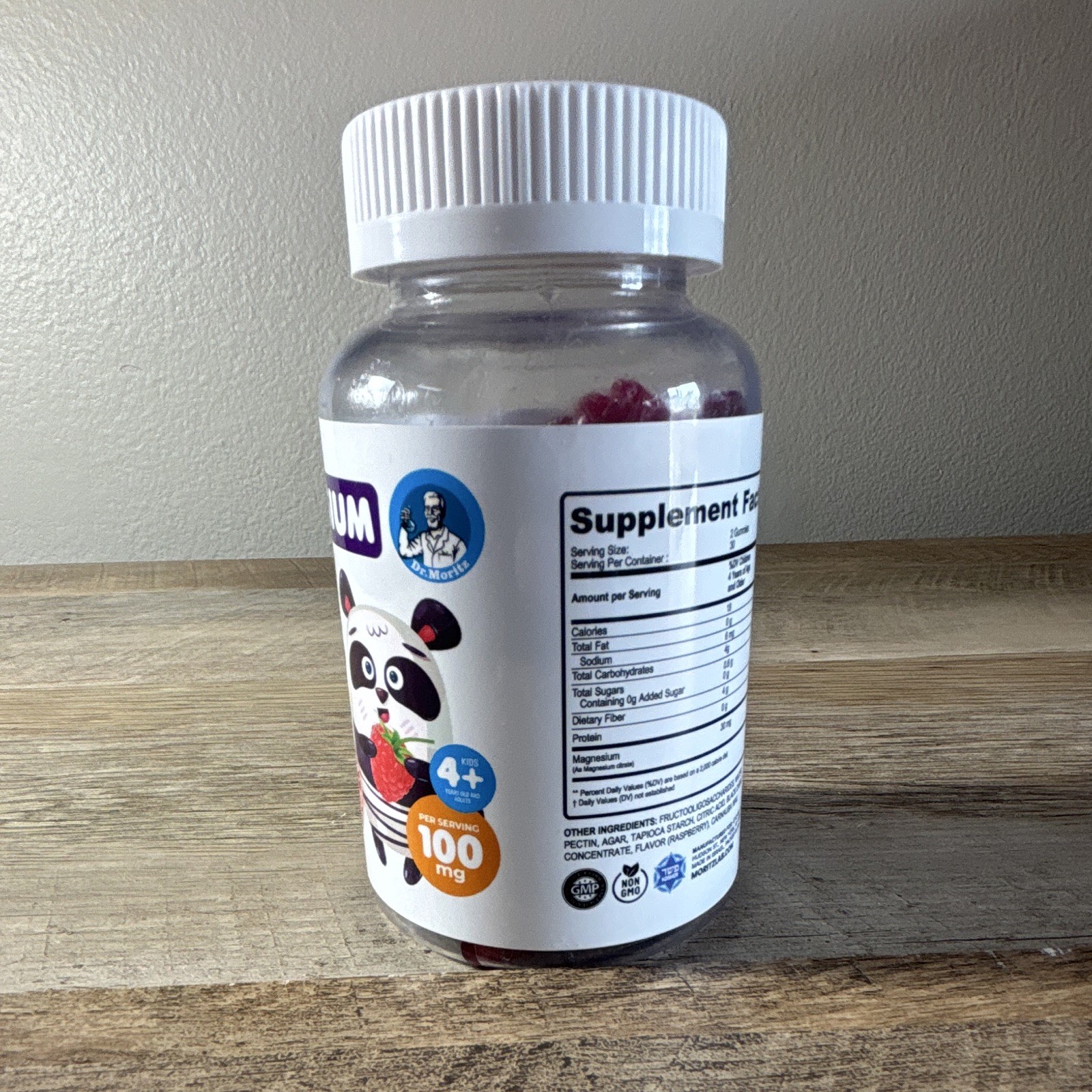 Dr. Moritz Magnesium Citrate Kids Gummies 100mg 60 Ct No Added Sugar Raspberry