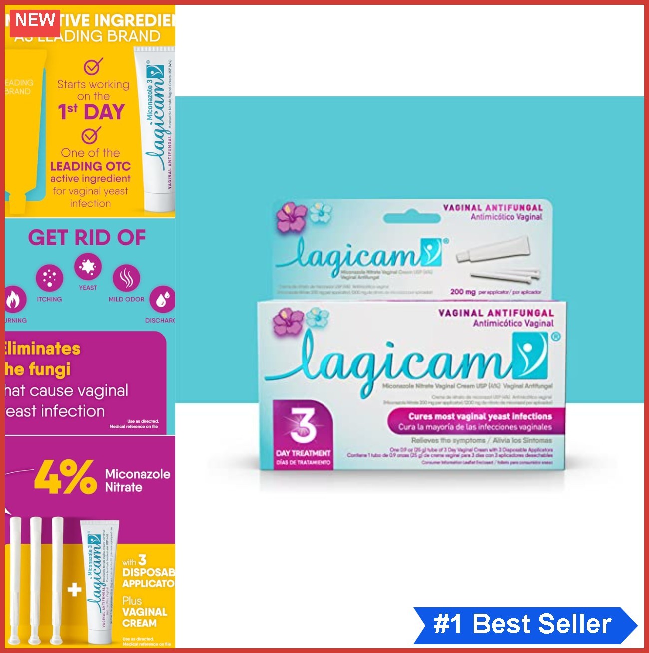 Yeast Infection Treatment 3-Day Miconazole Nitrate Vaginal Cream 3 Applicators