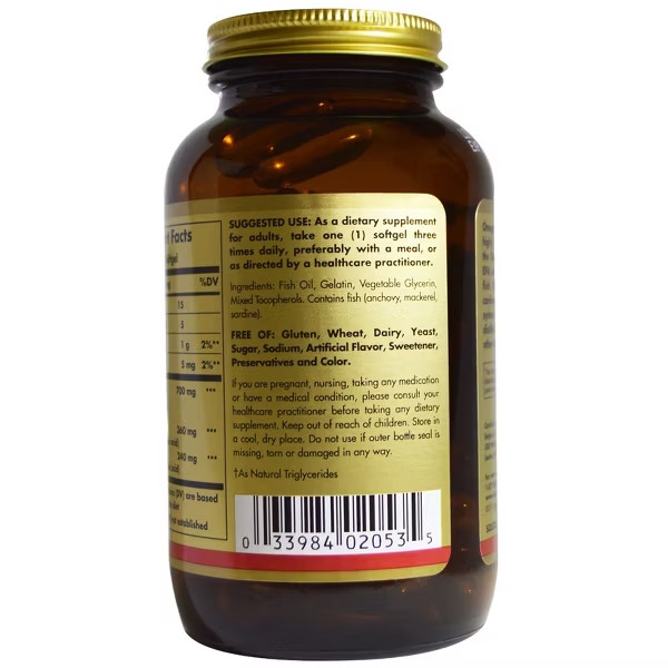 Solgar, Omega-3, EPA & DHA, 120 Softgels Dietary Suppliment Best By Date 08/2026
