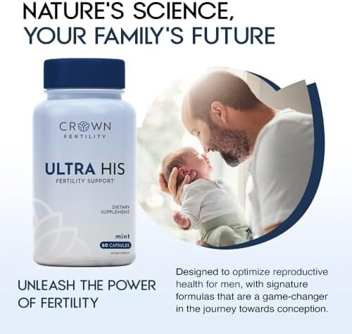 Ultra His Fertility Supplements for Men, 60 Capsules- 30 Day Supply, Mint Flavor