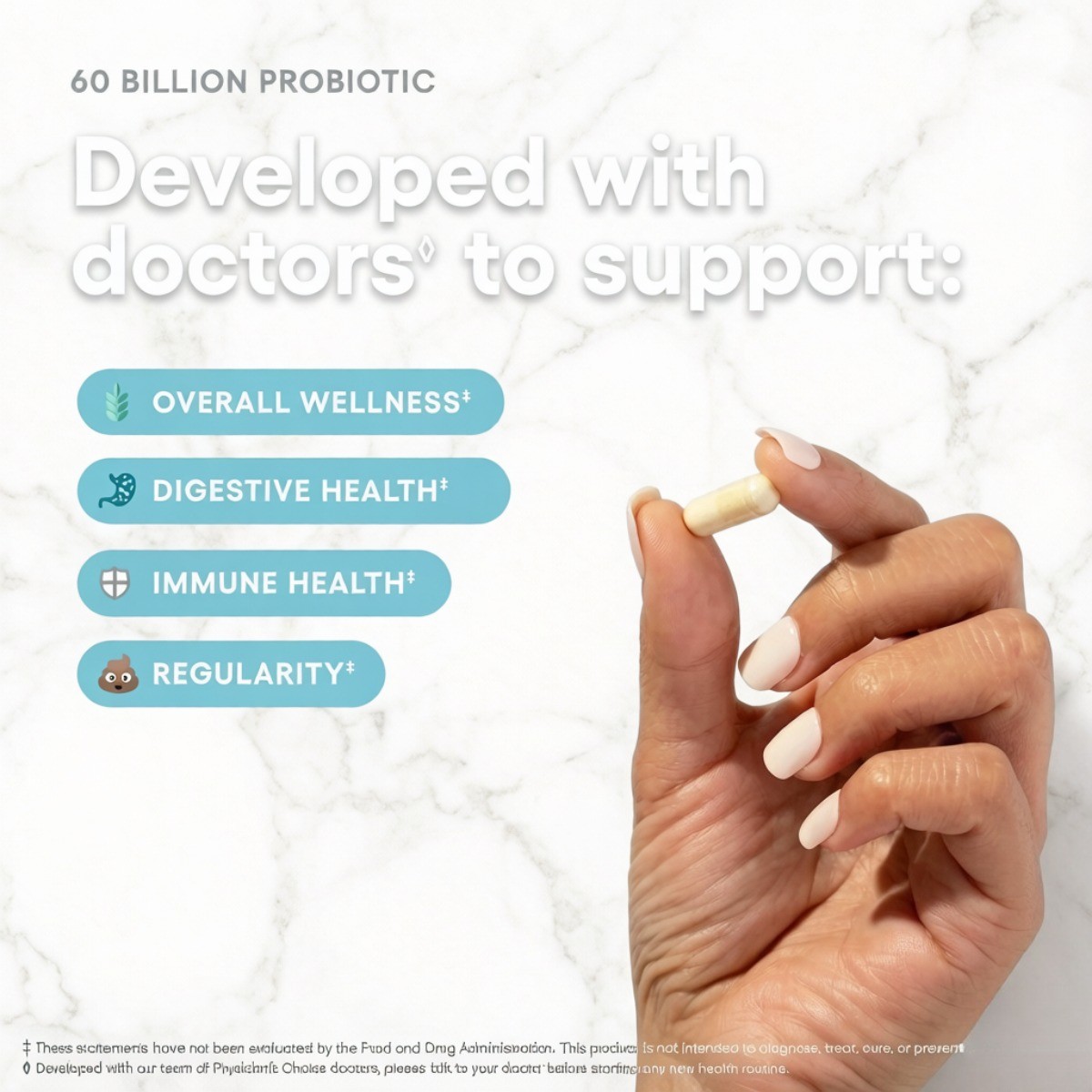 Physician’s Choice 60B Probiotic–10 Strains & Prebiotics for Gut & Immune, 60ct