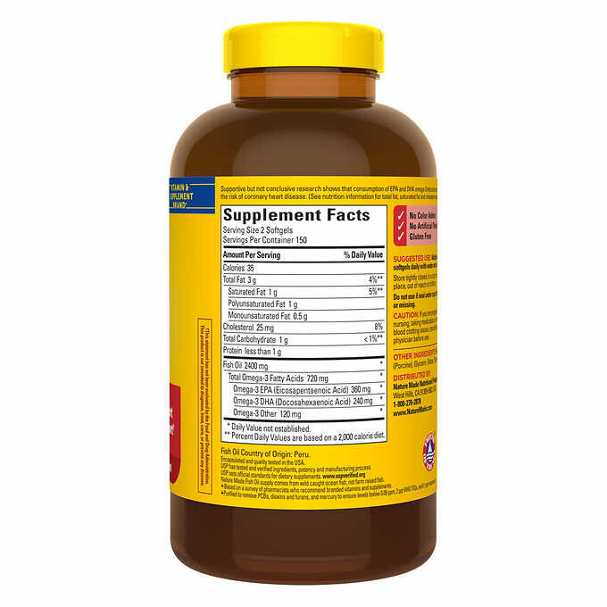 Nature Made Fish Oil 1200 mg, EPA, DHA & 360 mg OMEGA-3, 300 Softgels