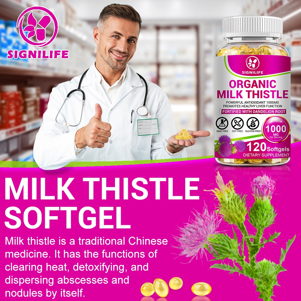 Milk Thistle Liver Cleanse Detox Herbal Liver Support Supplement 120 Capsules.