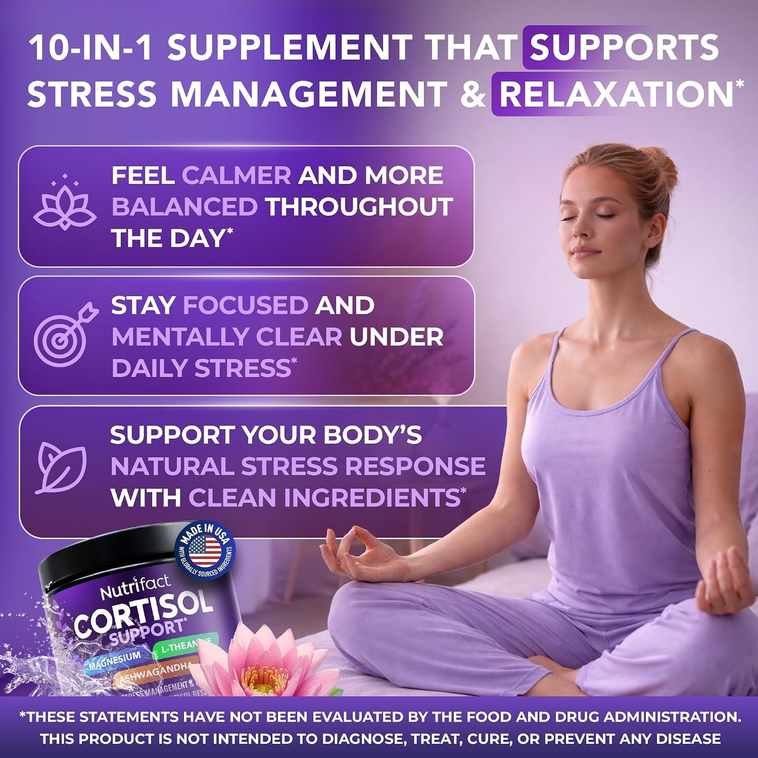 Cortisol Reducer Supplements with Ashwagandha Magnesium Vitamin D