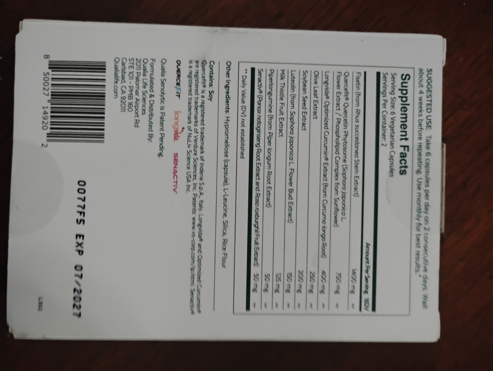 QUALIA SENOLYTIC 12 capsules expires 07/2027