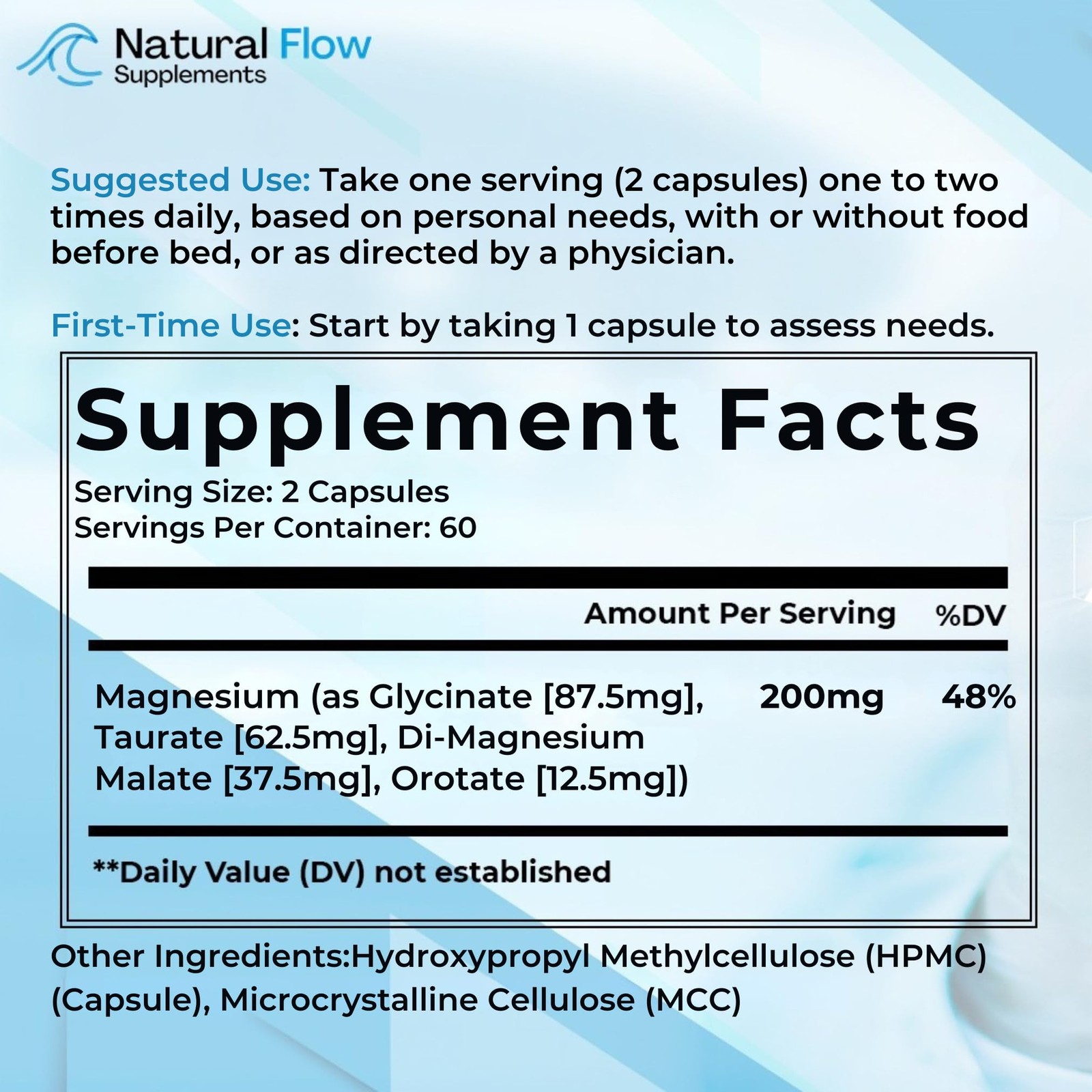 Natural Flow 4X Magnesium Complex Supplement — 200mg 120 Count (Pack of 1)