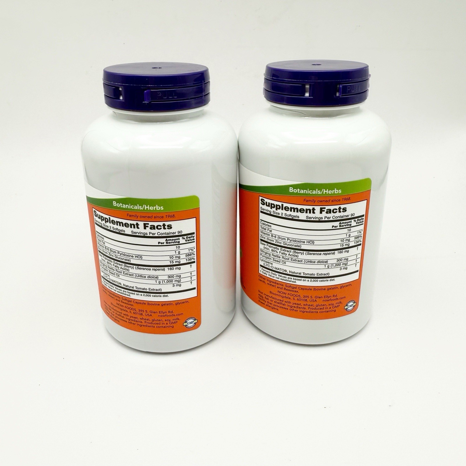 Now Foods Prostate Support 2 Bottles With 180 Softgels Each BB 9/26