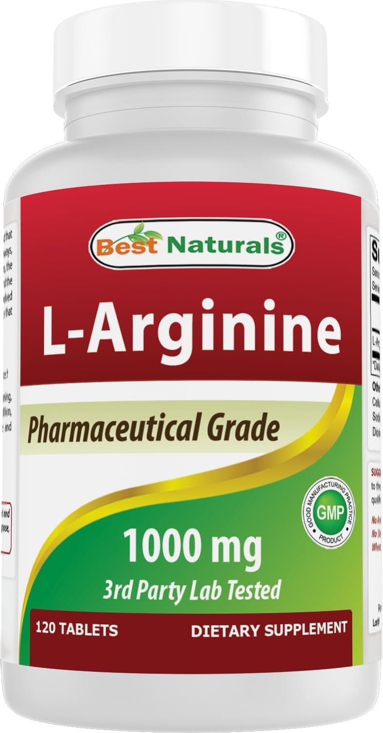 Best Naturals L-Arginine 1000 mg 120 Tablets Nitric Oxide Booster Pharma Grade