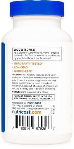 Nutricost N-Acetyl L-Cysteine (NAC) 600mg, 120 120 Count (Pack of 1), Red