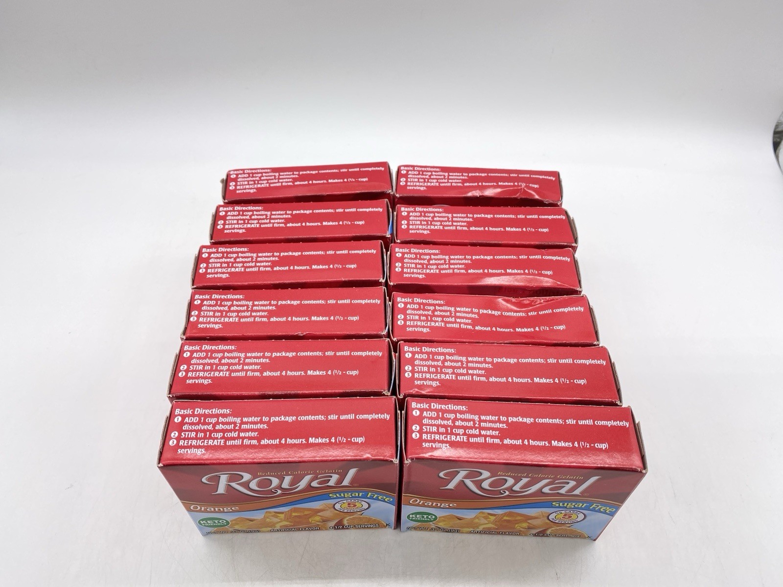 Royal Gelatin Sugar Free ORANGE Flavor Pack of 12 Boxes