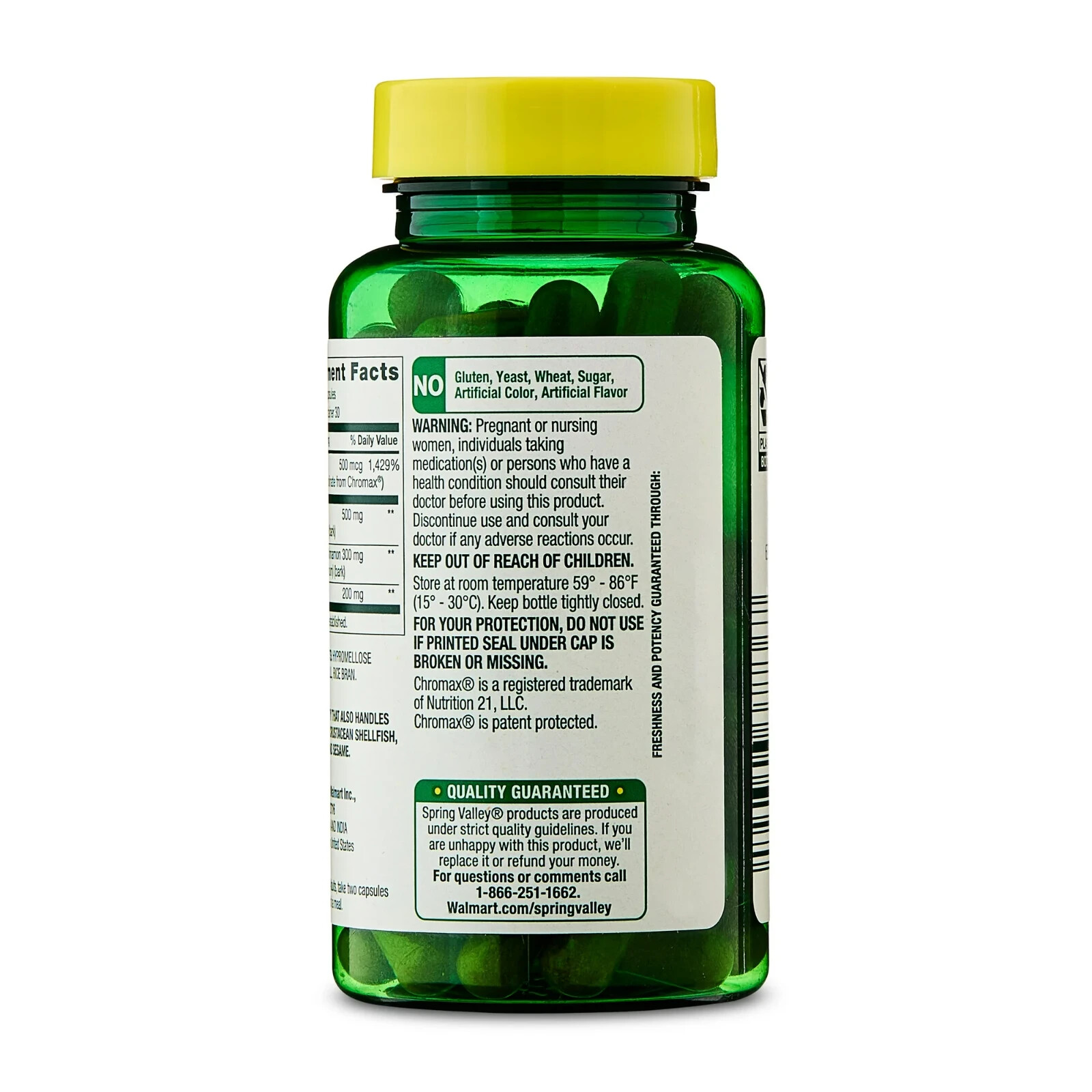 Spring Valley Advanced Blood Sugar, 500mg Chromium, 60 Vegetarian Capsules