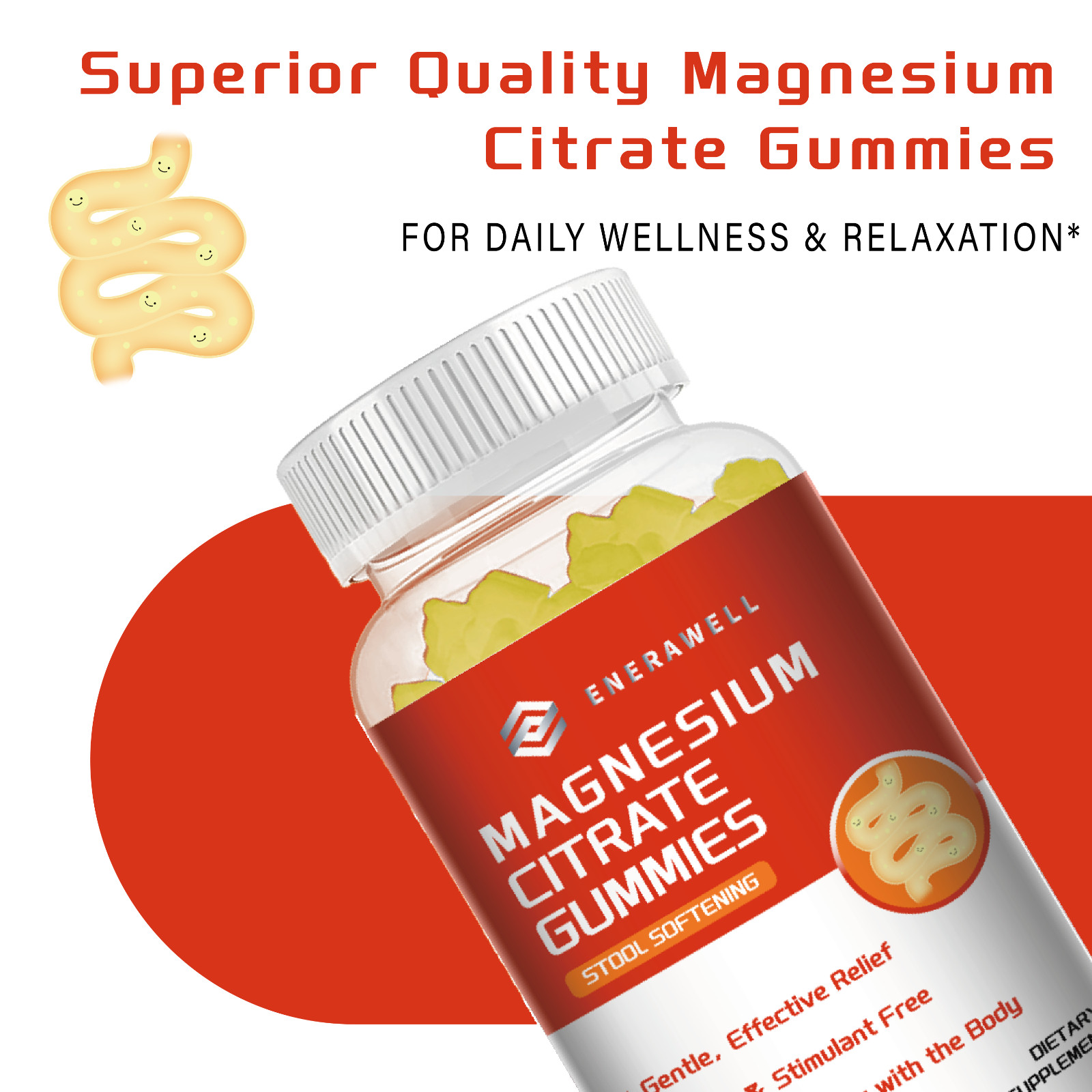 ENERAWELL Magnesium Citrate 600mg, 30 Servings, 60 Gummies -Non-GMO | 02/07/2027