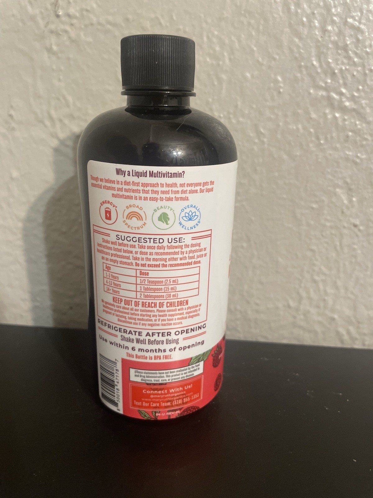 MaryRuth’s Liquid Morning Vegan Multivitamin Raspberry 15.22 fl oz Exp 09/2027