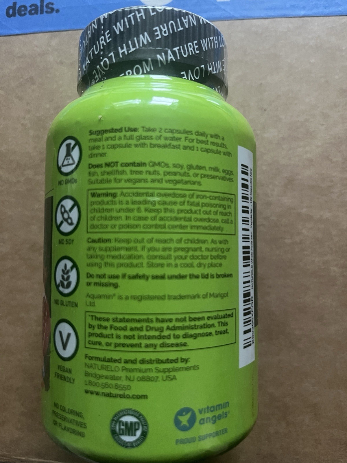 NATURELO Whole Food Multivitamin for Teens Vegan Gluten-Free 120 Capsules