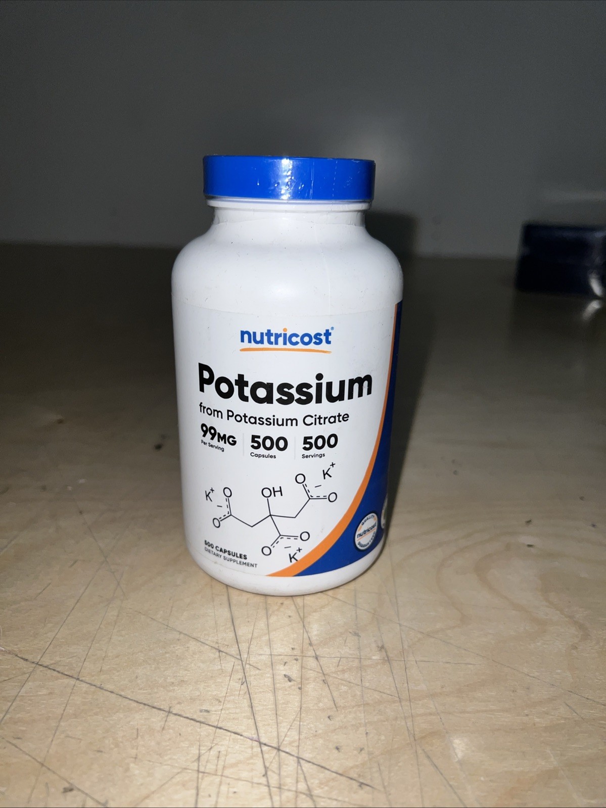 Nutricost Potassium Citrate 99mg, 500 Capsules Gluten Free & Non-GMO exp 03/2028