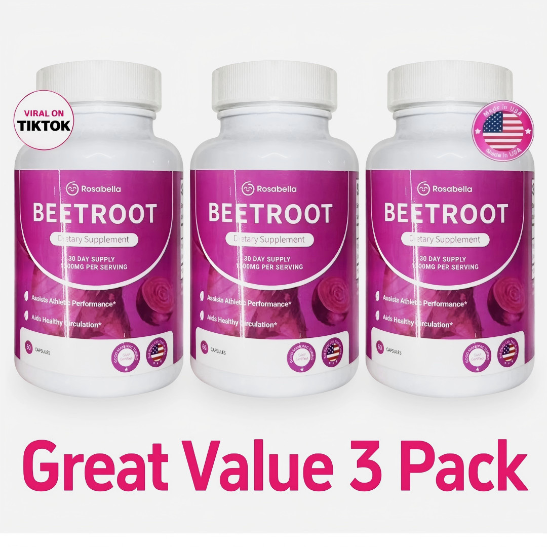 3X Rosabella Organic Beet Root 60 Capsules Natural Energy Boost Blood Pressure