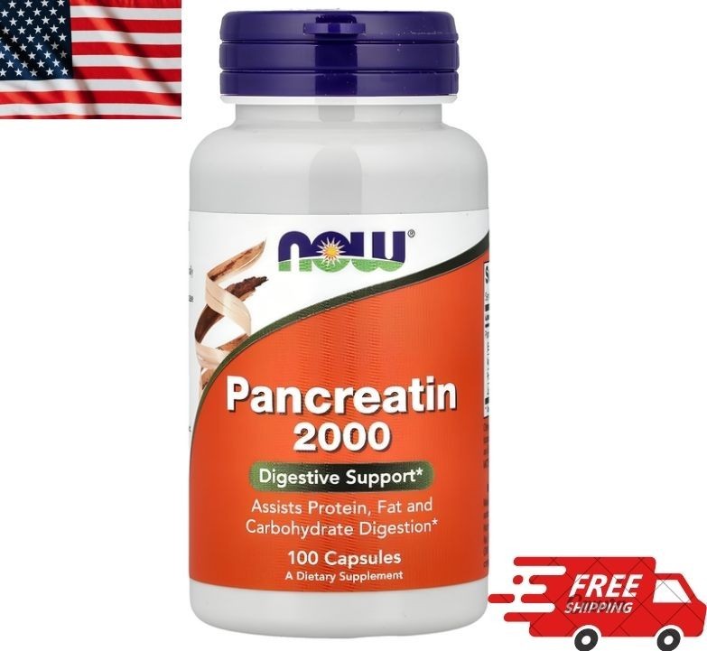 Now Foods Pancreatin 2000mg Capsules, 100 CT