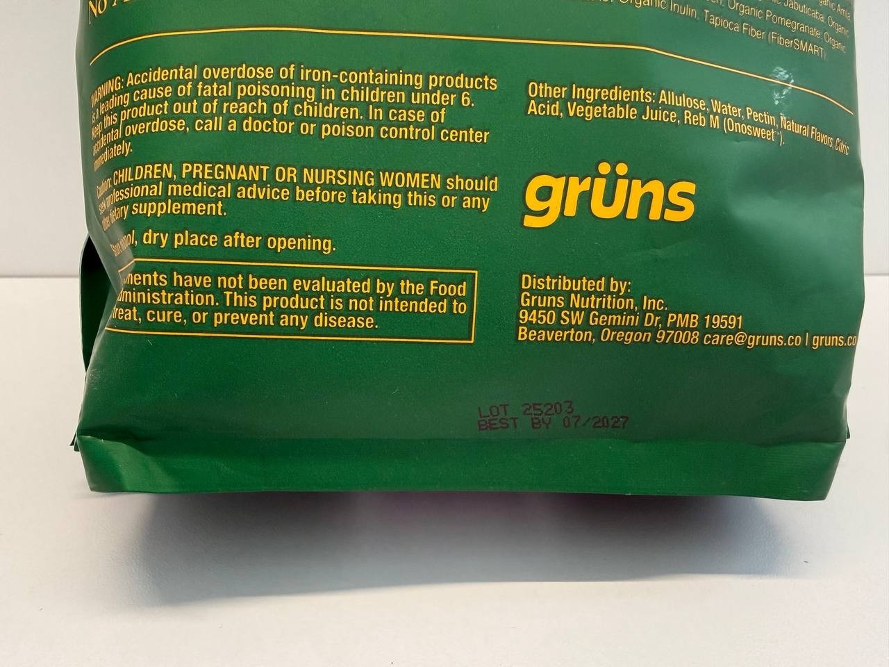 GRUNS adults super greens gummies SUGAR FREE