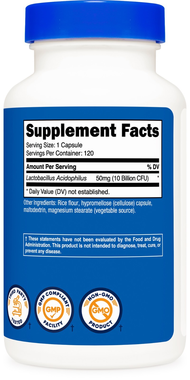Nutricost Lactobacillus Acidophilus 10 Billion CFU, 120 Vegetarian Capsules