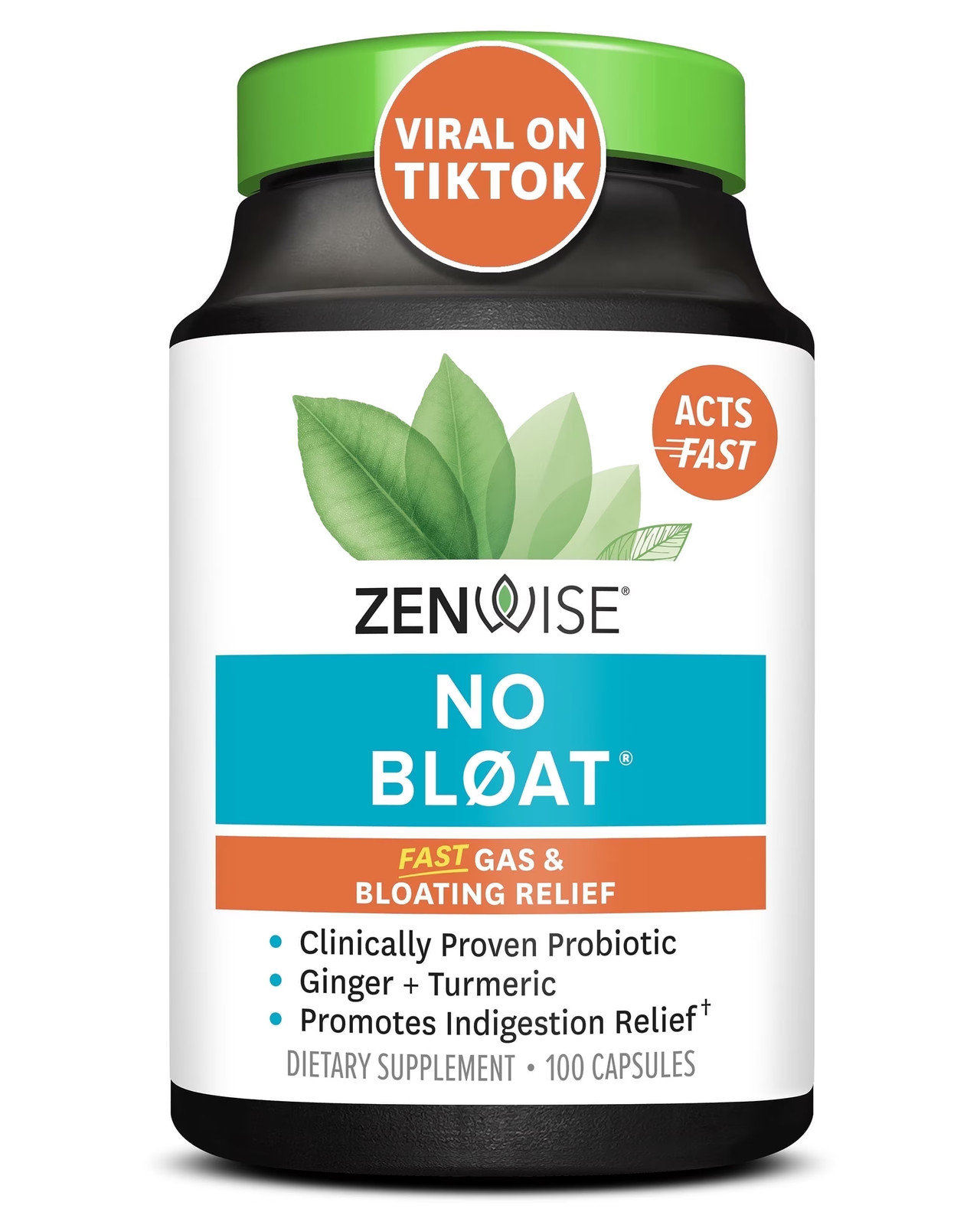 Zenwise Health NO BLØAT – Probiotics for Digestive Health with Ginger, Dandelion