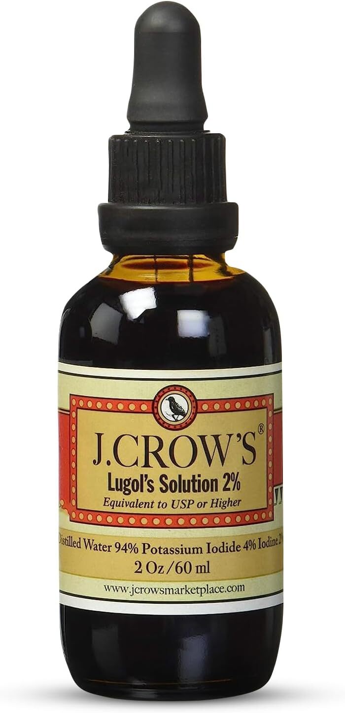 J.CROW’S Lugol’s Solution Iodine 2 Percent Thyroid Support and Energy 2 fl oz