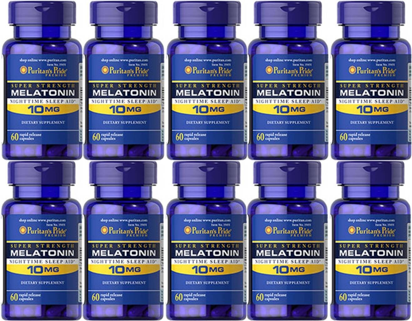 Melatonin 10 Mg 2 Bottles X 60 softgels= 120 rapid release capsules made in USA
