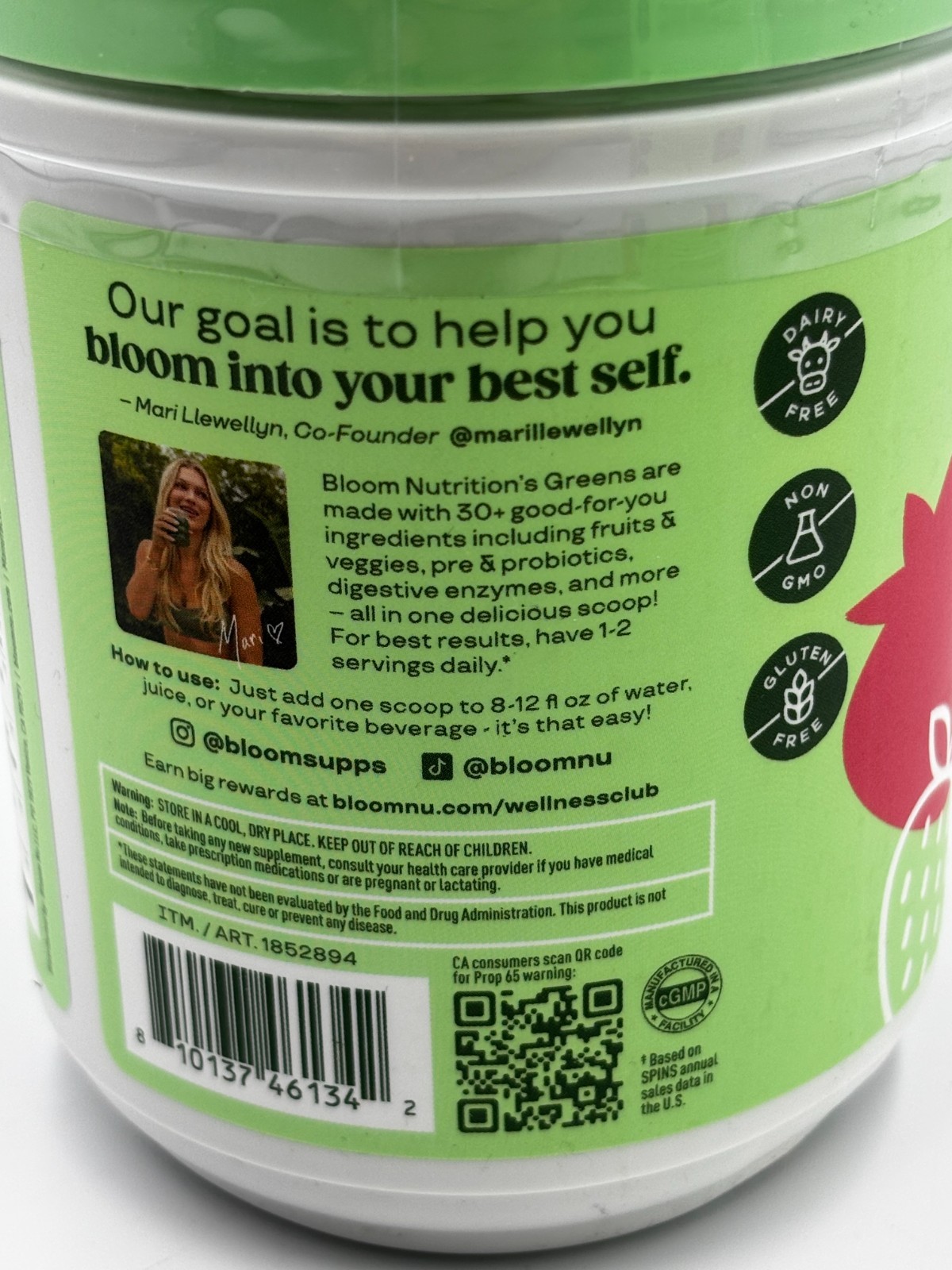 Bloom Greens & Superfoods Powder, STRAWBERRY KIWI, 50 Servings, Mix w/Beverage