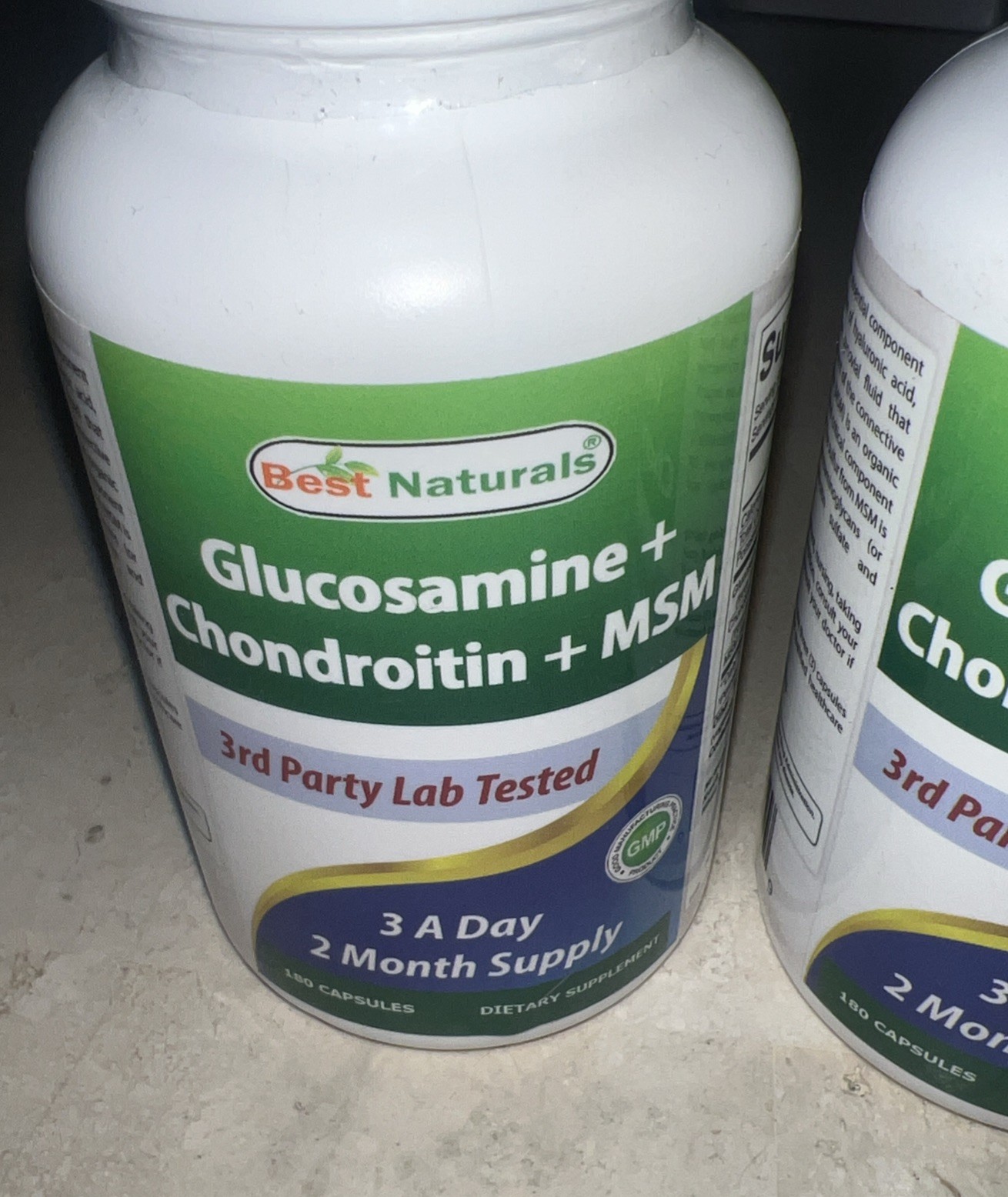 2X Best Naturals Glucosamine Chondroitin MSM 180 Capsules Each Exp 02/2028