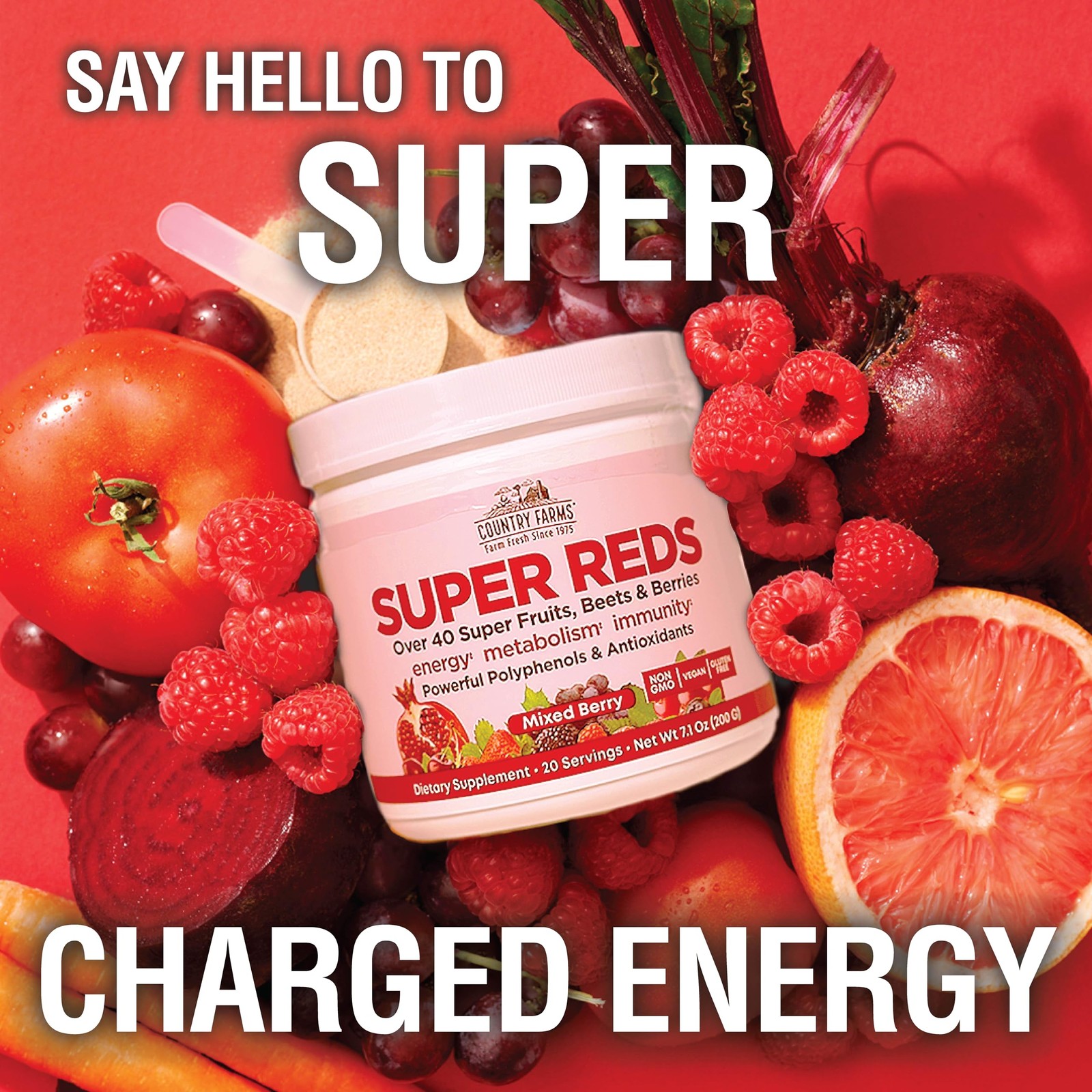 COUNTRY FARMS Super Reds, Energizing 7.1 Ounce (Pack of 1), Standart
