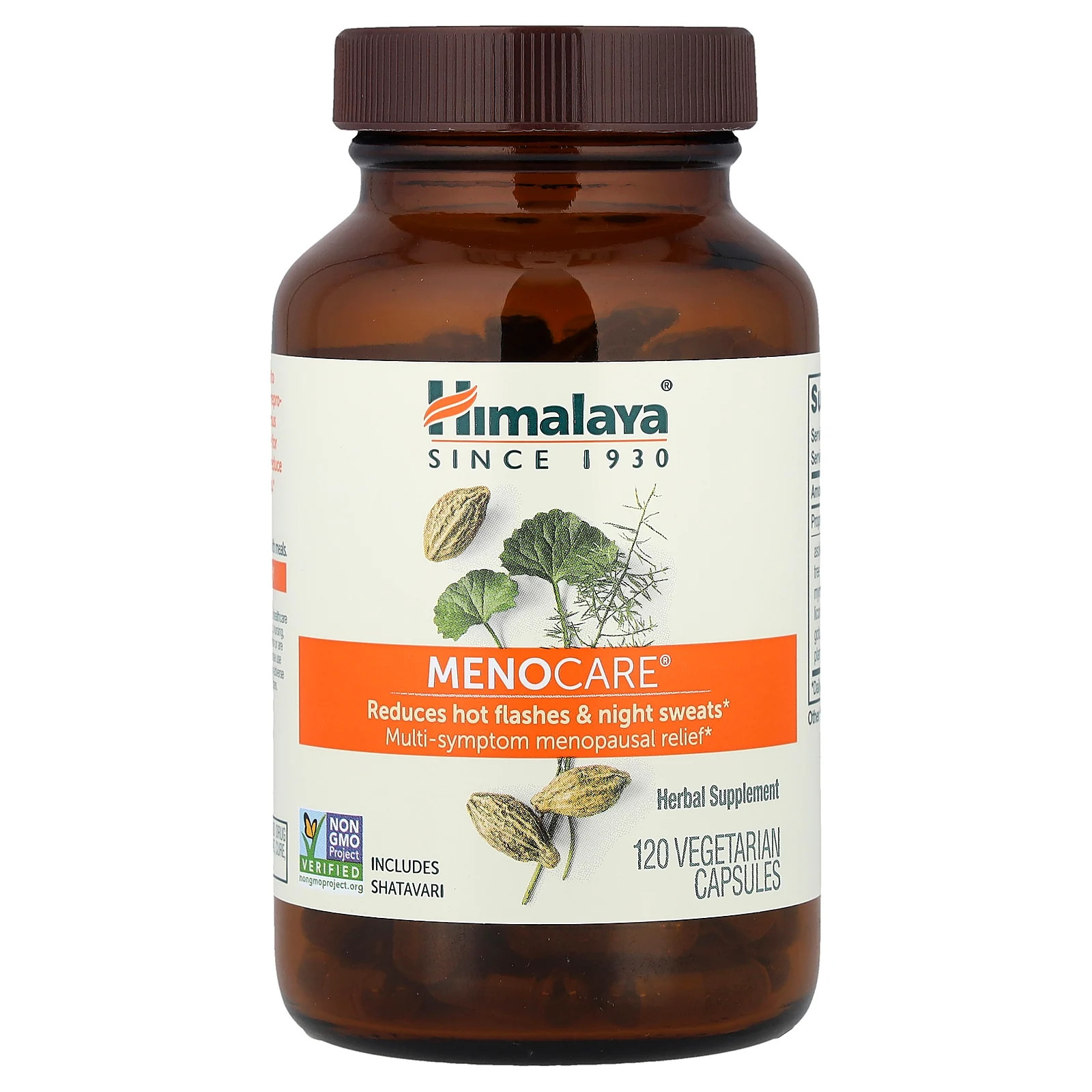 Himalaya MenoCare 120 Vegetarian Capsules Dairy-Free, Gluten-Free, GMP Quality