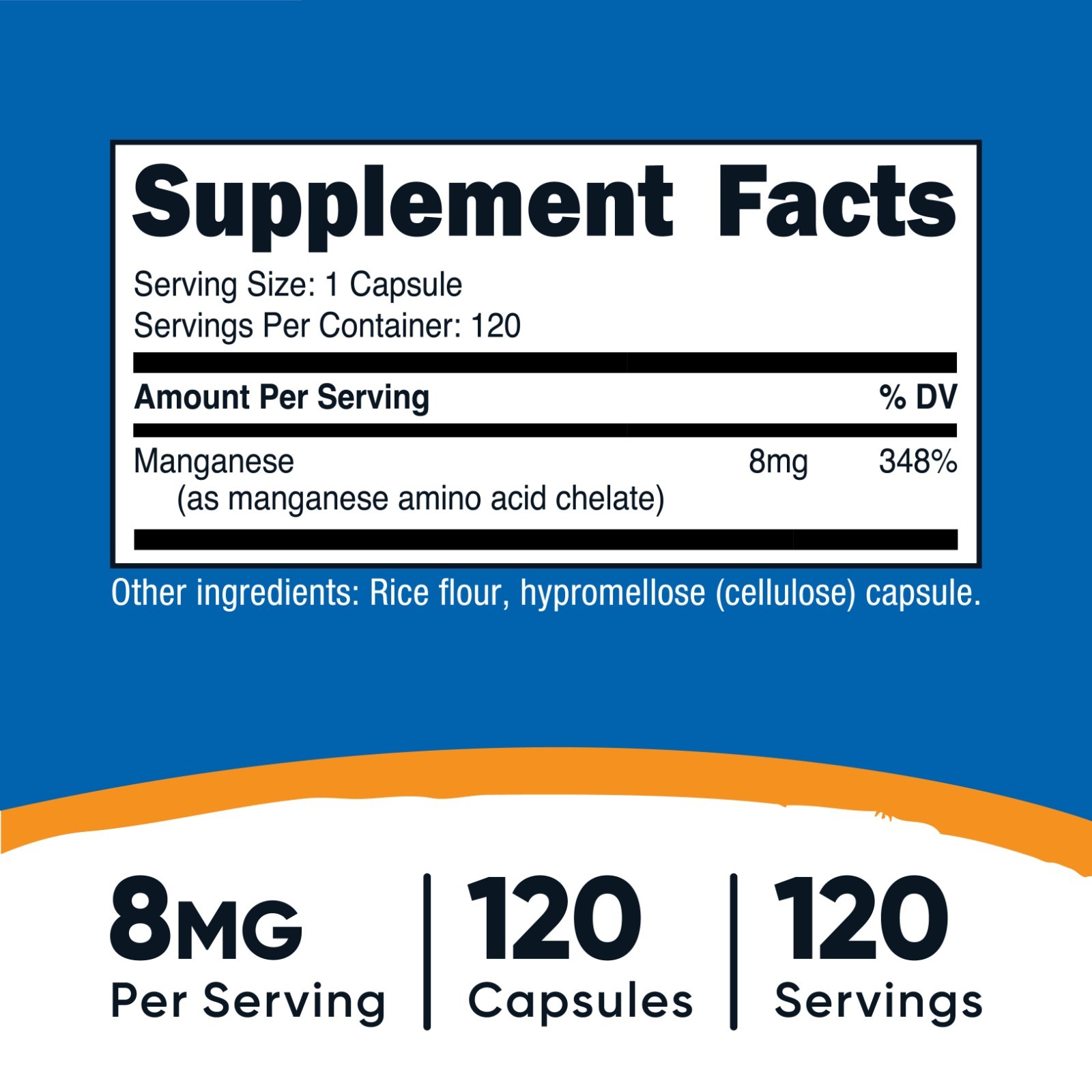 Nutricost Chelated Manganese Supplement 8mg, Amino Acid Chelate, 120 Capsules