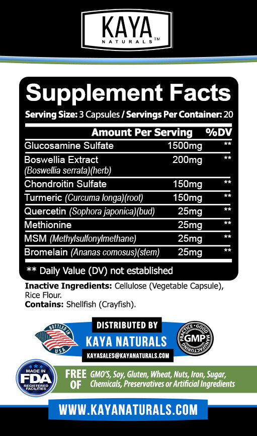 Triple Strength Pain Relief Supplement, Joint Support Glucosamine, Turmeric, MSM